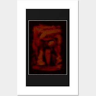 Dark Red Orange On Black Abstraction Posters and Art